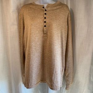 KUYIG Men’s Soft Long Sleeve Athletic T-Shirt Men’s Size M Tannish-Brown